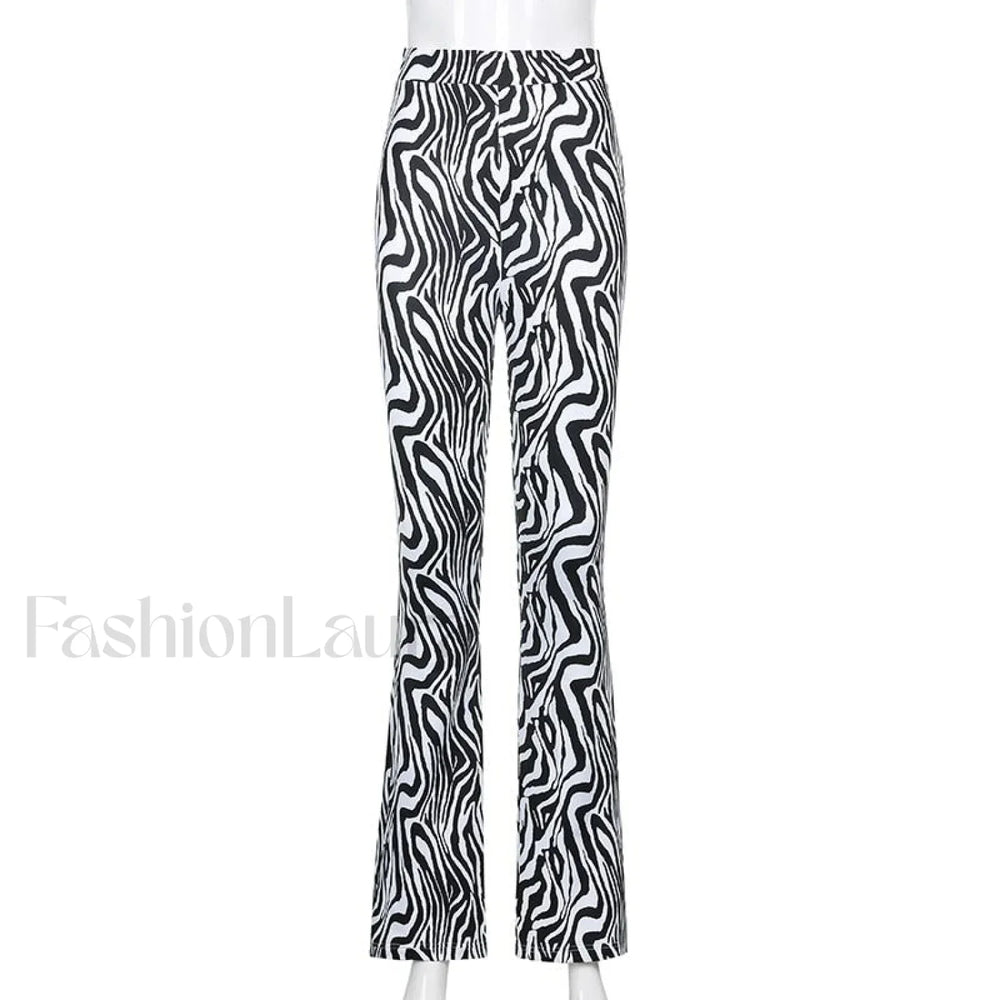 Priscilla Animal Print High Waisted Flare Pants Pants