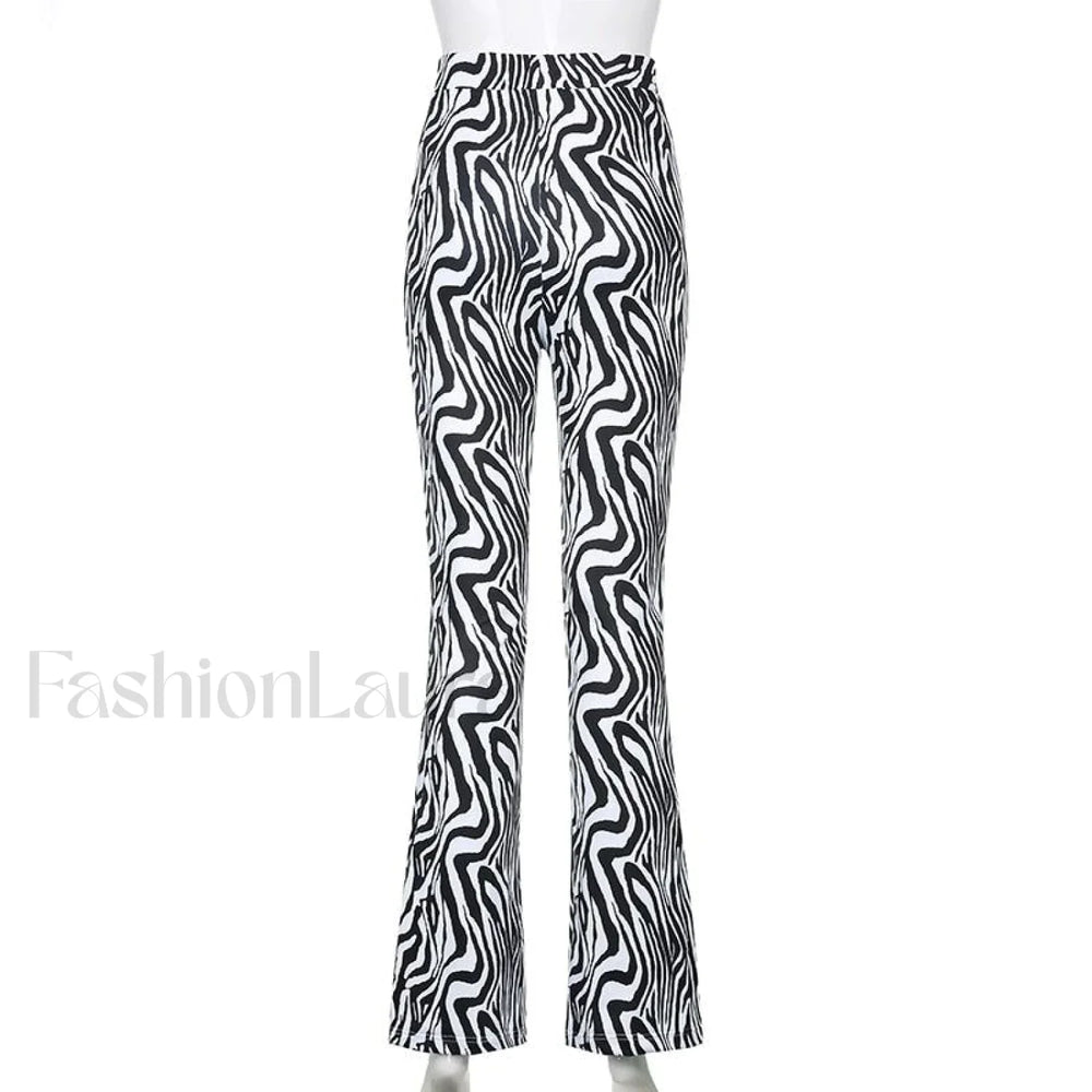 Priscilla Animal Print High Waisted Flare Pants Pants