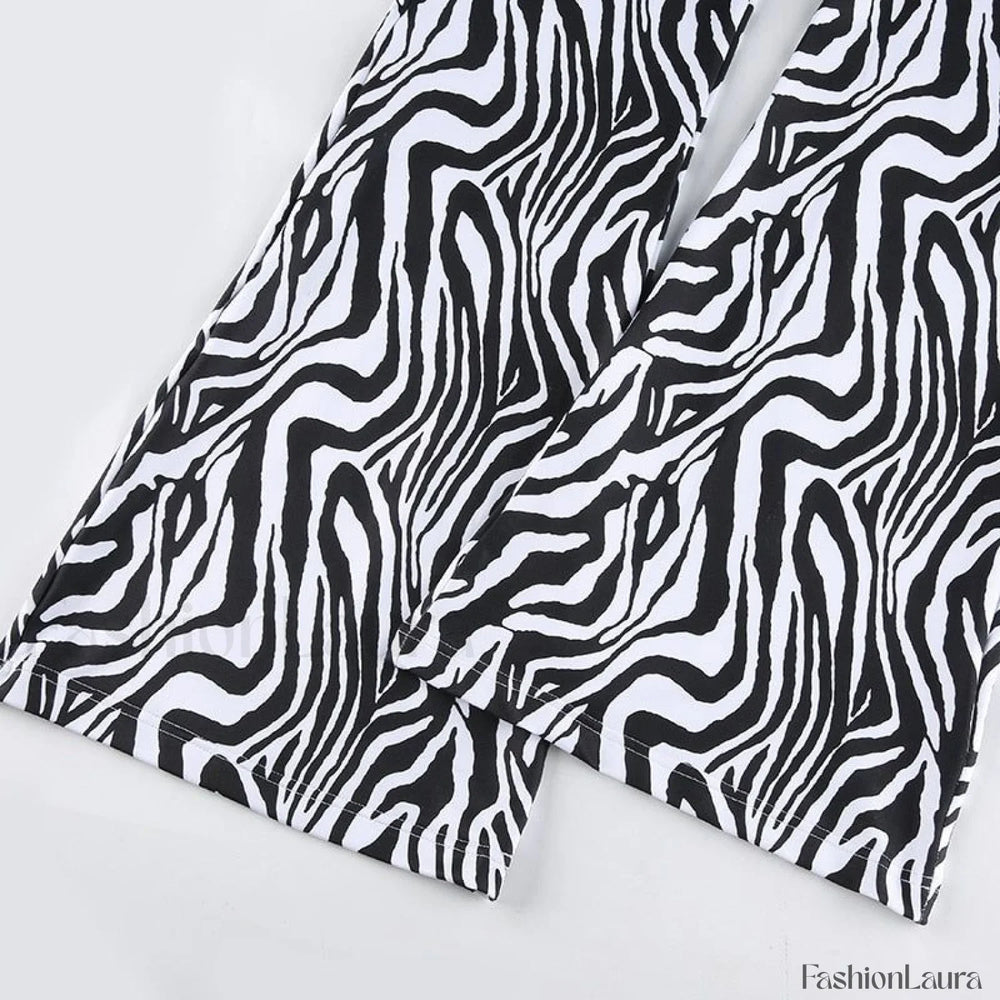 Priscilla Animal Print High Waisted Flare Pants Pants