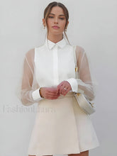 Puff Sleeve Graceful Organza Shirt White / XS Shirts