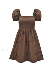 Puff Sleeve Smocked Mini Dress Mini Dresses