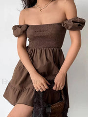 Puff Sleeve Smocked Mini Dress Mini Dresses