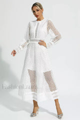 Puff Sleeves Fit Charming & Flare Midi Dress