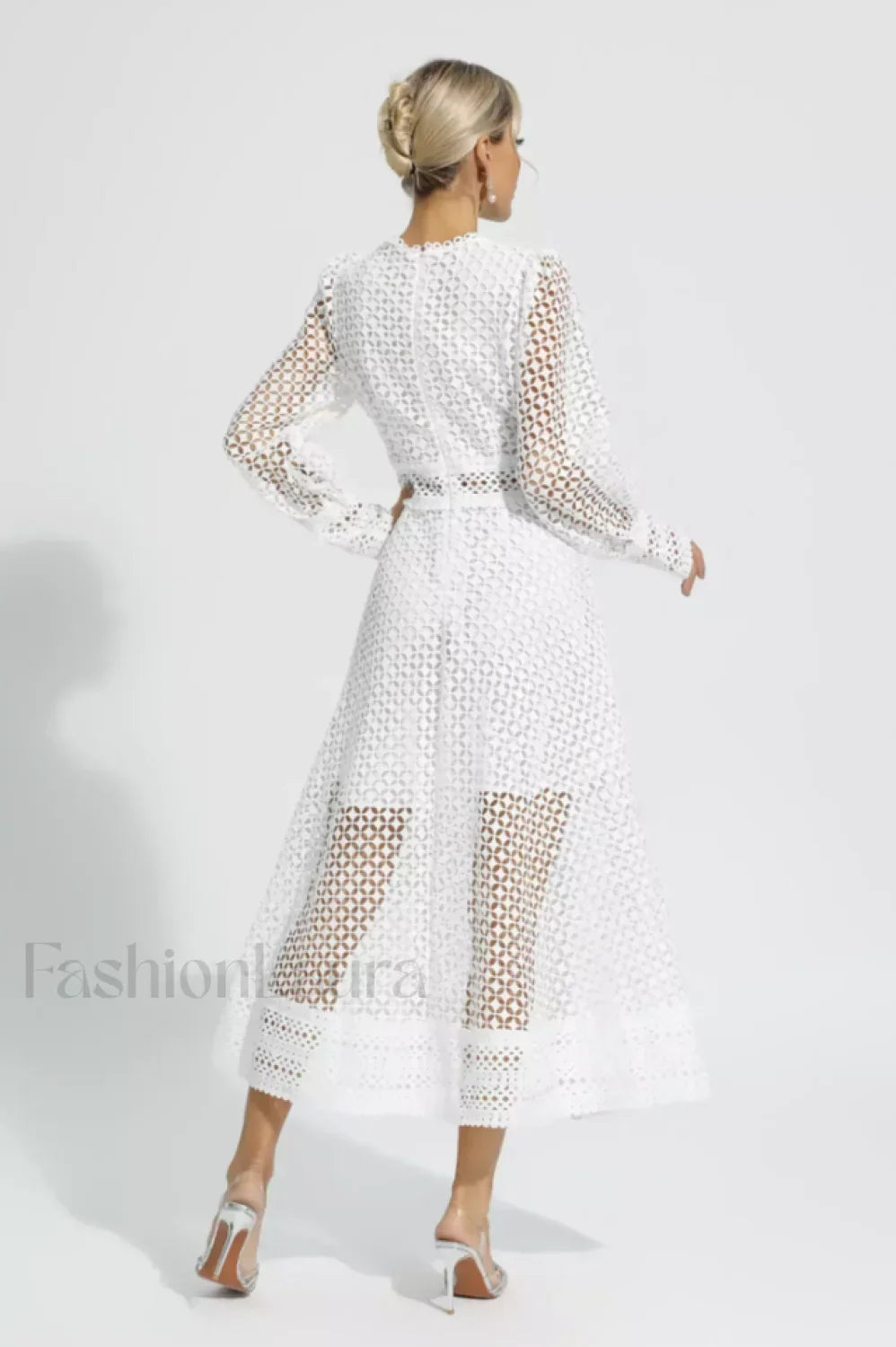 Puff Sleeves Fit Charming & Flare Midi Dress