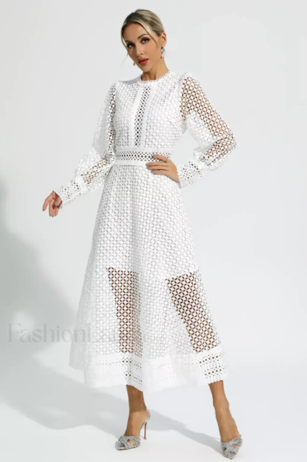 Puff Sleeves Fit Charming & Flare Midi Dress