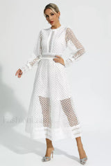 Puff Sleeves Fit Charming & Flare Midi Dress