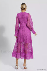 Puff Sleeves Fit Charming & Flare Midi Dress