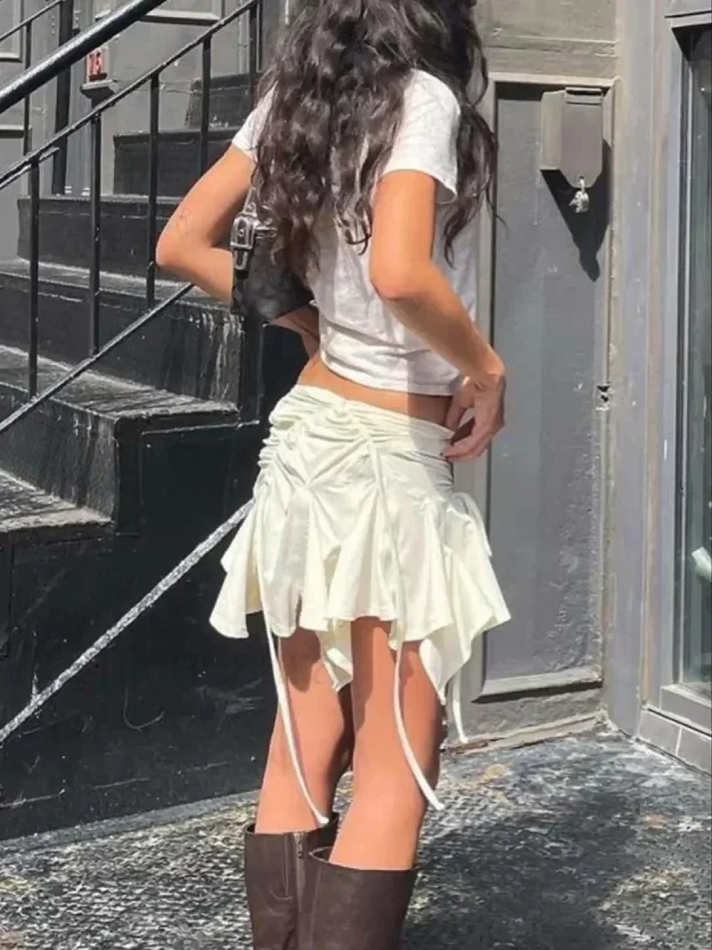 Punk Duck Irregular Ruched Mini Skirt