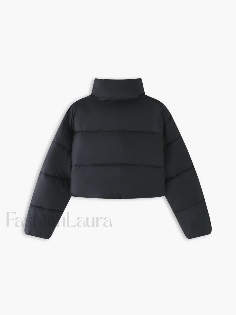 Quilted Puffer Mock Trendy Neck Crop Coat Winter Coats