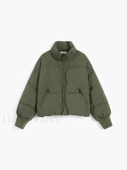 Quilted Puffer Stand Trendy Collar Crop Coat Winter Coats