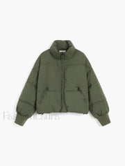 Quilted Puffer Stand Trendy Collar Crop Coat Winter Coats