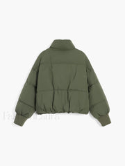 Quilted Puffer Stand Trendy Collar Crop Coat Winter Coats