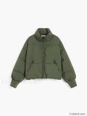 Quilted Puffer Stand Trendy Collar Crop Coat Winter Coats