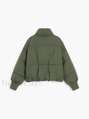 Quilted Puffer Stand Trendy Collar Crop Coat Winter Coats