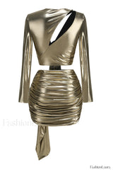 Radiance Metallic Tie Knot Graceful Top + Skirt Set