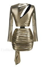 Radiance Metallic Tie Knot Graceful Top + Skirt Set