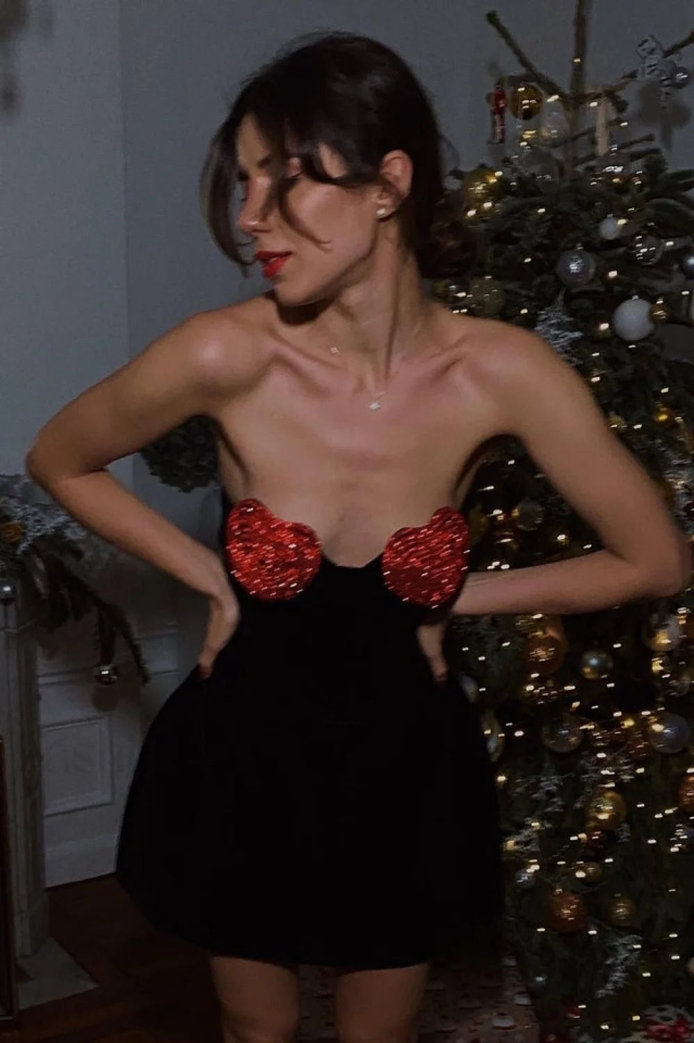 Red Crystal Stylish Heart Dress