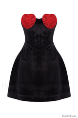 Red Crystal Stylish Heart Dress XS / Red