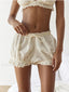 Red Gingham Lace Trim Lounge Short WHITE / S