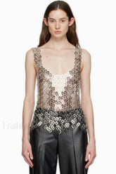 Rein Can Tab Stylish Chainmail Top Free Size / Silver