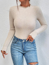 Ribbed Lettuce Trim Slim Bodysuit Khaki / XS Bodysuits