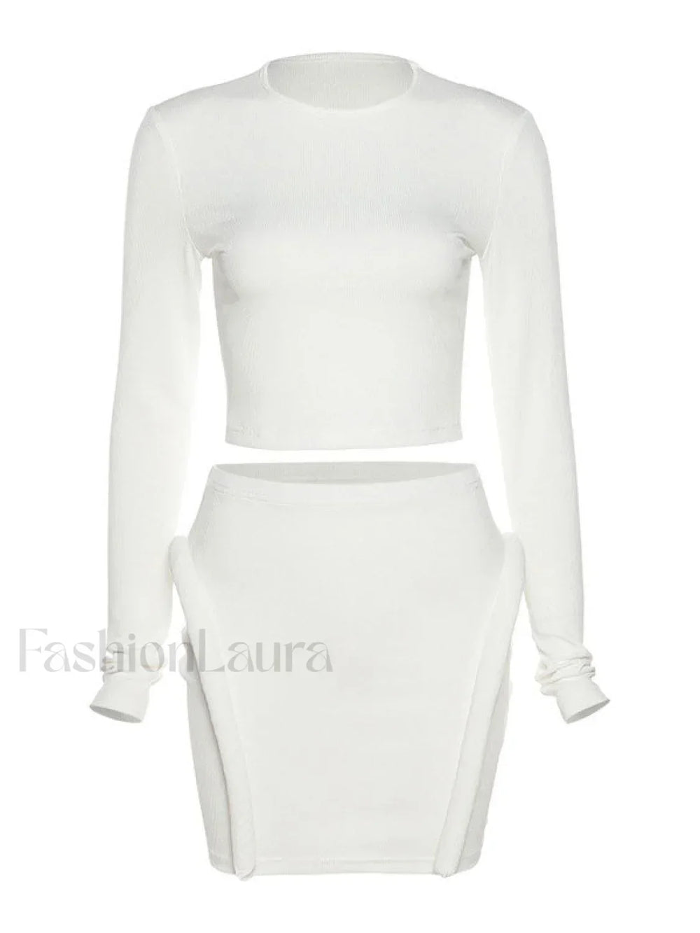 Ribbed Solid Long Sleeve Set Two Piece Outfits