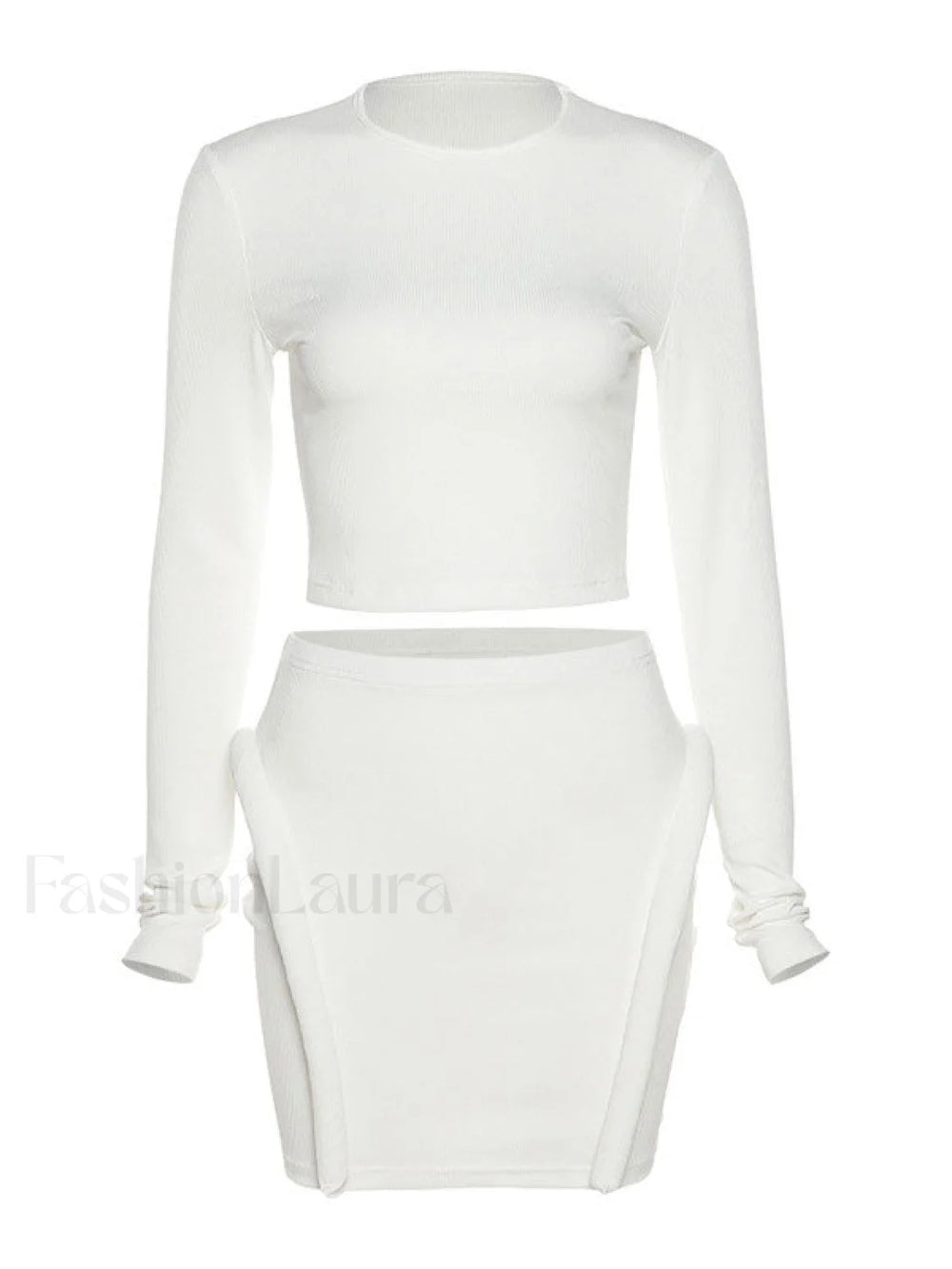 Ribbed Solid Long Sleeve Set Two Piece Outfits