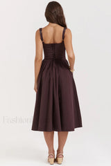 Rich Brown Stylish Midi Sundress