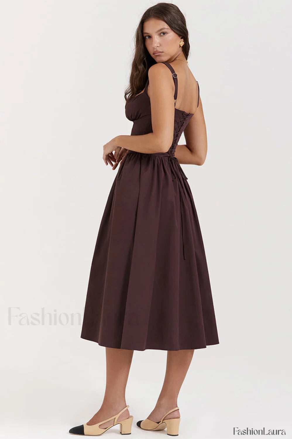 Rich Brown Stylish Midi Sundress