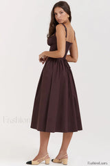 Rich Brown Stylish Midi Sundress