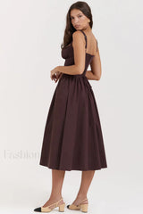 Rich Brown Stylish Midi Sundress