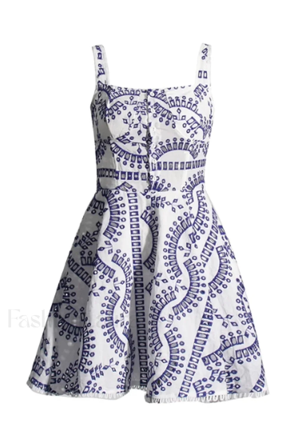 Ricka Elegant Short Dress S / Blue White Samoa