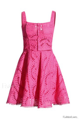 Ricka Elegant Short Dress S / Hot Pink Samoa