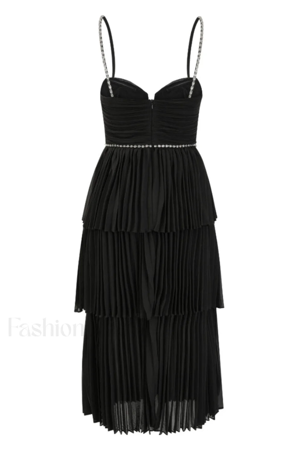 Rochie Black Tiered Charming Jewel Chiffon Dress