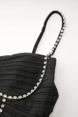 Rochie Black Tiered Charming Jewel Chiffon Dress