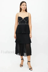 Rochie Black Tiered Charming Jewel Chiffon Dress