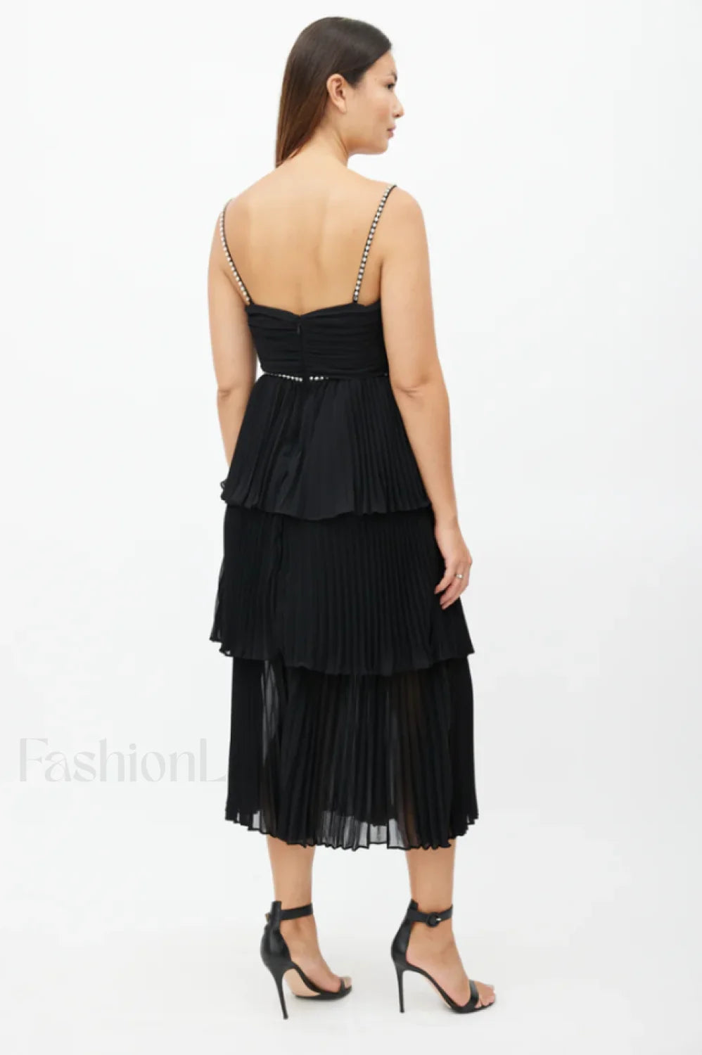 Rochie Black Tiered Charming Jewel Chiffon Dress