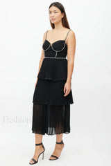 Rochie Black Tiered Charming Jewel Chiffon Dress