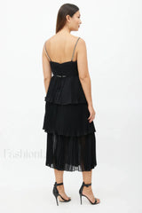 Rochie Black Tiered Charming Jewel Chiffon Dress