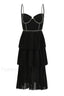 Rochie Black Tiered Charming Jewel Chiffon Dress S / Black