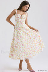 Rosalee Print Stylish Cotton Sundress XS / Ivory Floral