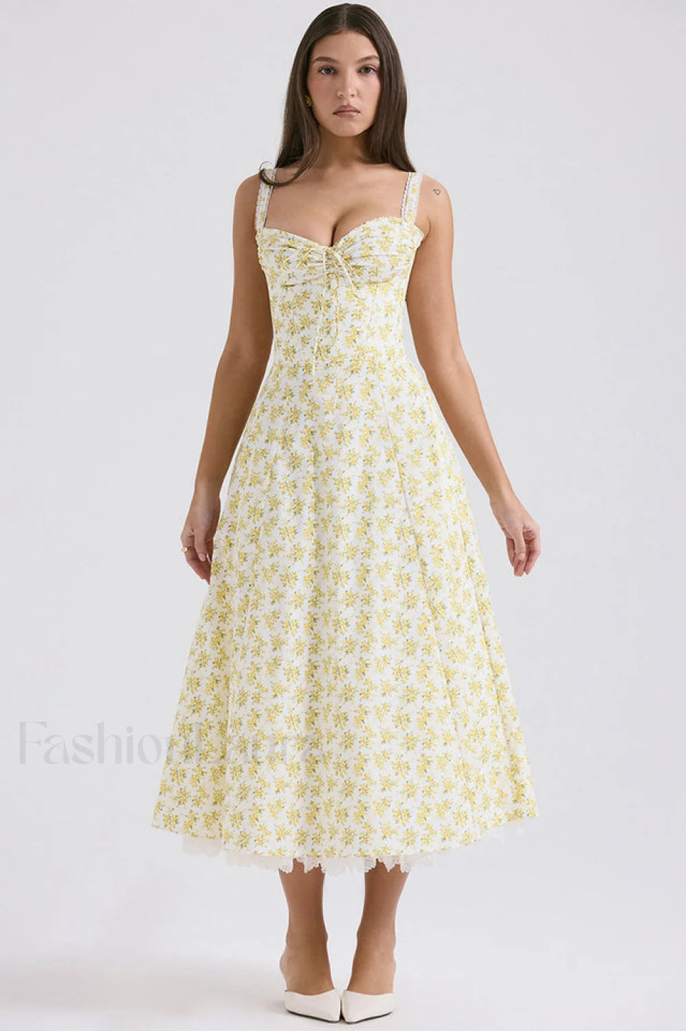 Rosalee Print Stylish Cotton Sundress XS / White Vintage Floral