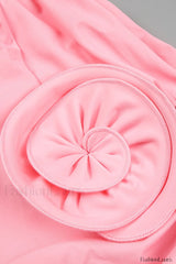 Rose appliqu茅 Ruched Stylish Jersey Minidress