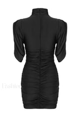 Rose appliqu茅 Ruched Stylish Jersey Minidress