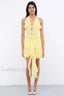 Rose Detailed Stylish Halterneck Mini Dress XS / Buttercup
