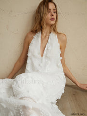 Rosette Halter Graceful Long Dress Dresses