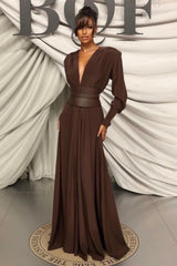 Rosey Tan Maxi Charming Dress With Waist Belt