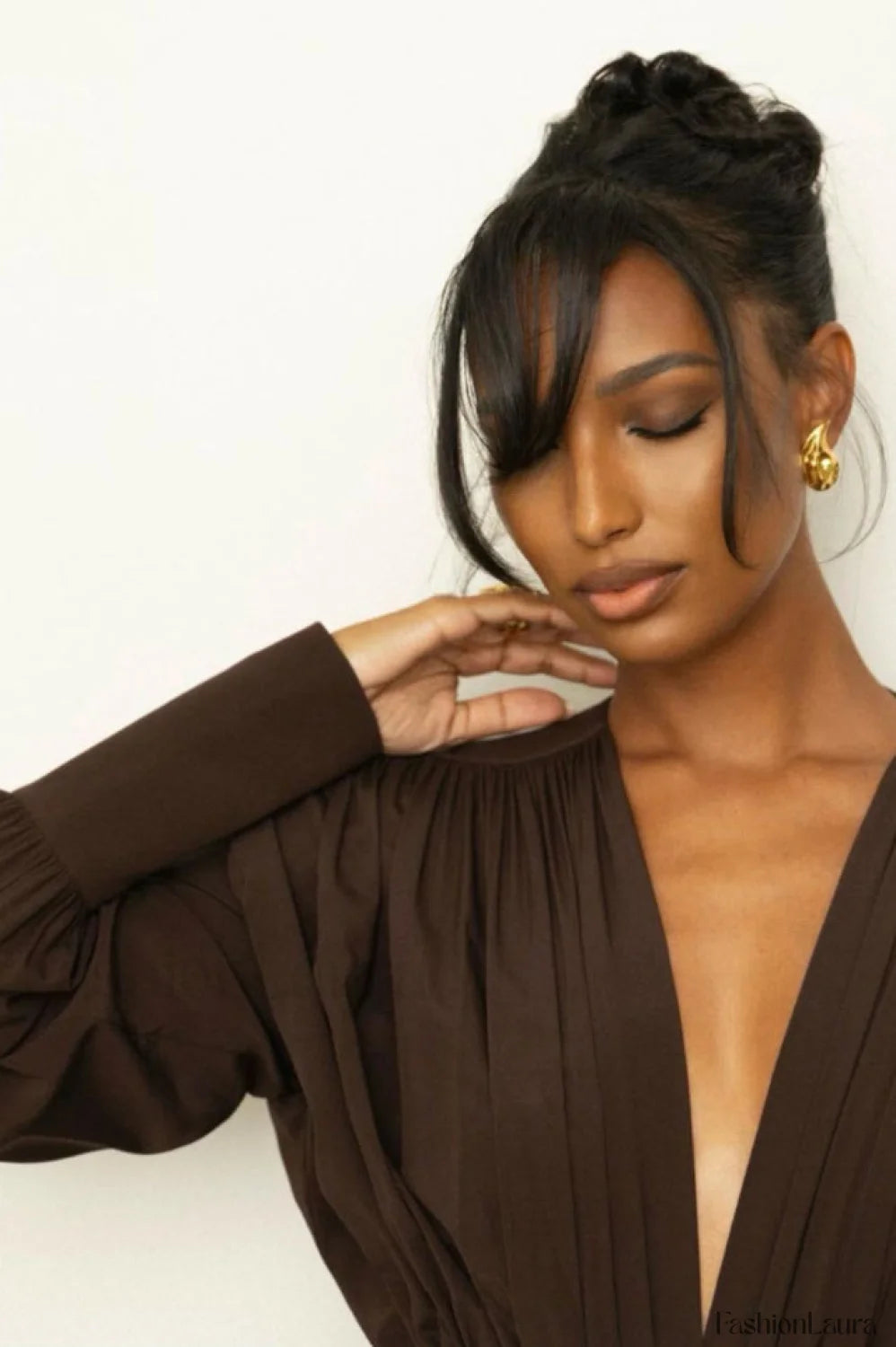 Rosey Tan Maxi Charming Dress With Waist Belt