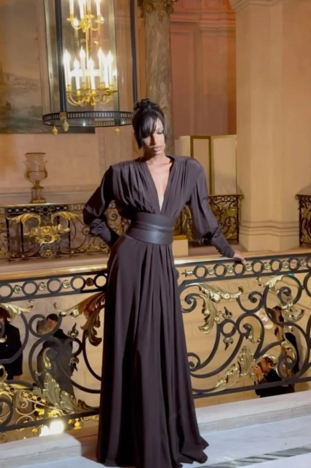 Rosey Tan Maxi Charming Dress With Waist Belt