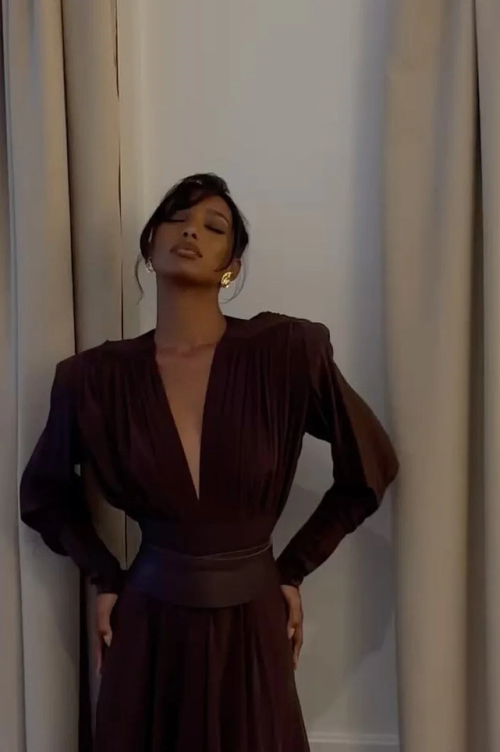 Rosey Tan Maxi Charming Dress With Waist Belt